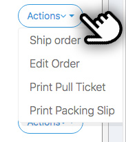 Actions button dropdown