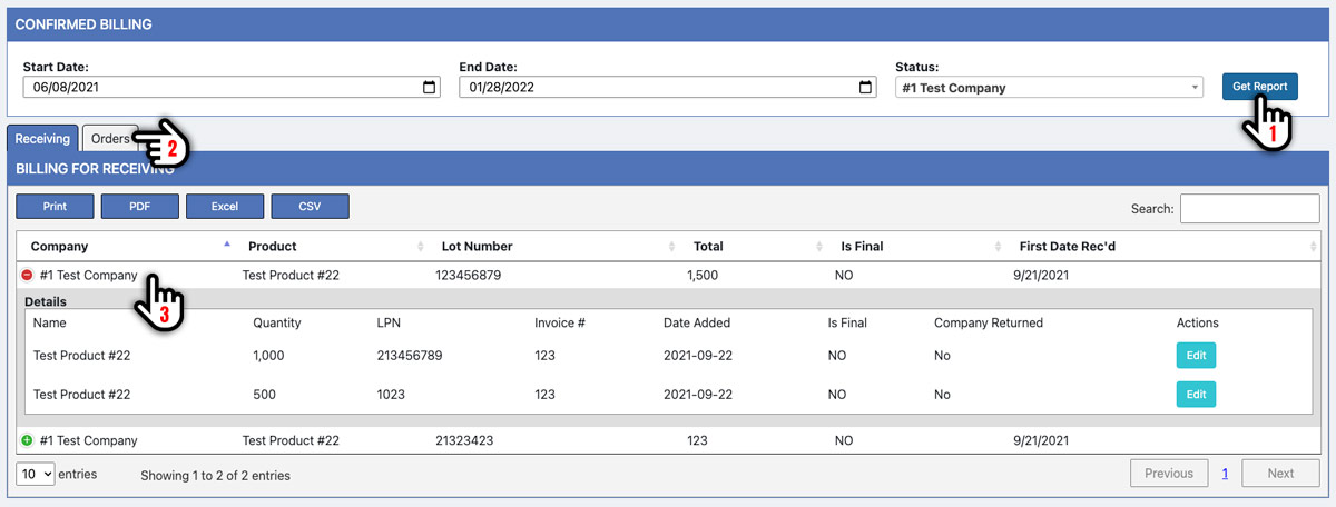 Confirmed Billing Tabs and Nesting