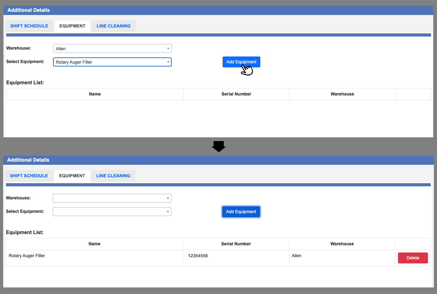 Adding Equipment to a Line