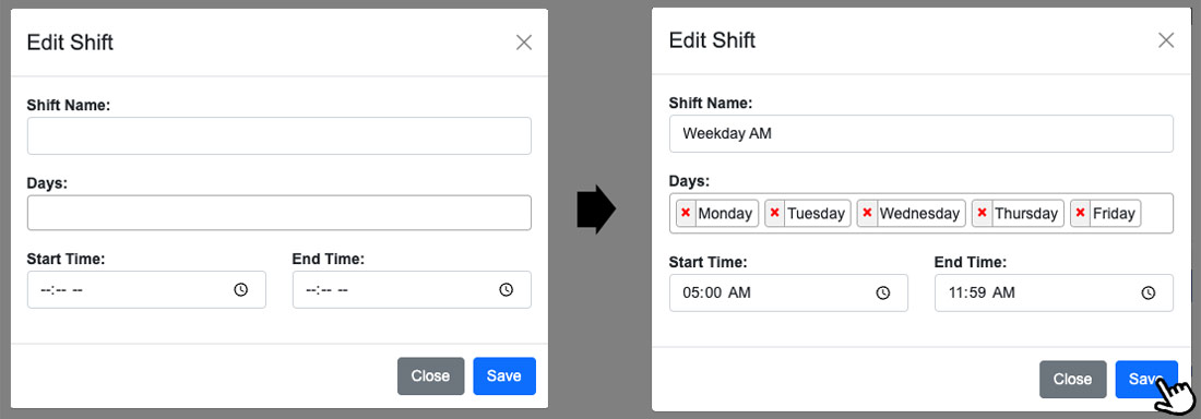Create or Edit Shift